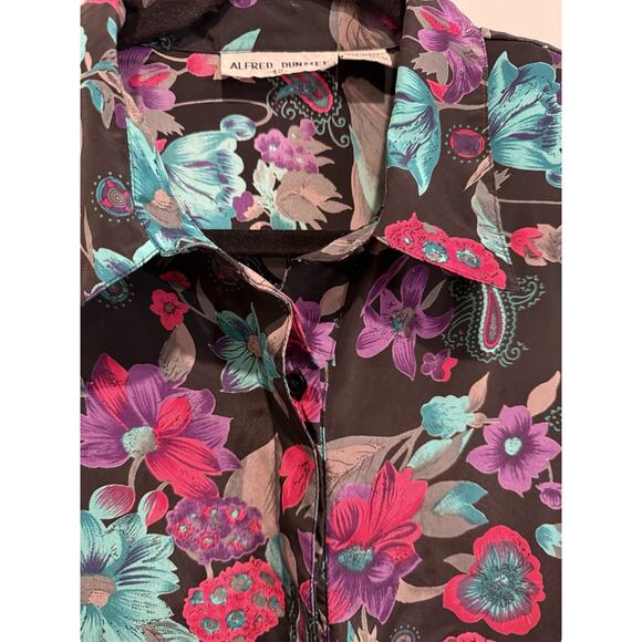 Vintage Alfred Dunner Floral Blouse Smocked Hem Top Shirt Womens Size 42 XL - Picture 4 of 7